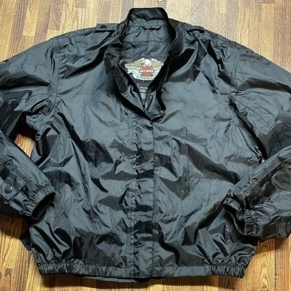 Harley-Davidson women’s black Moto packable rain jacket Size M - Picture 1 of 8